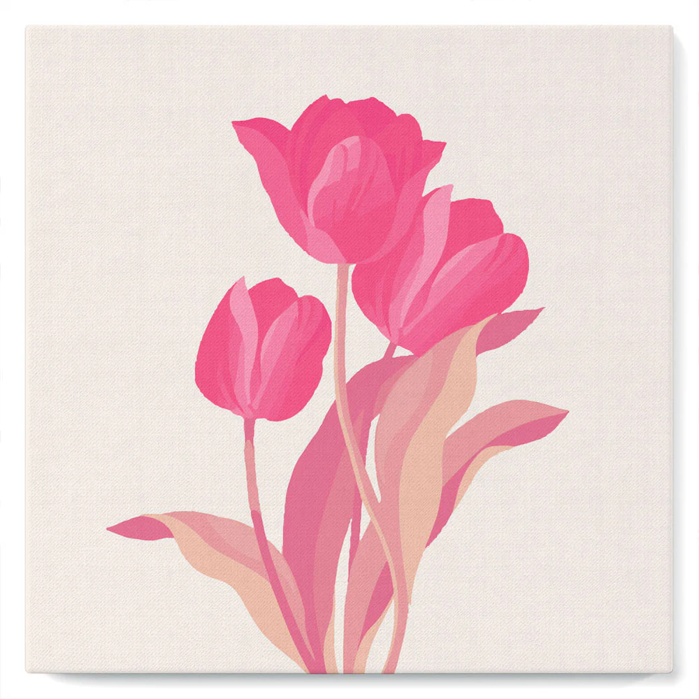 Mini Paint by numbers Pink Tulip Bush 20x20cm already framed - Image 2