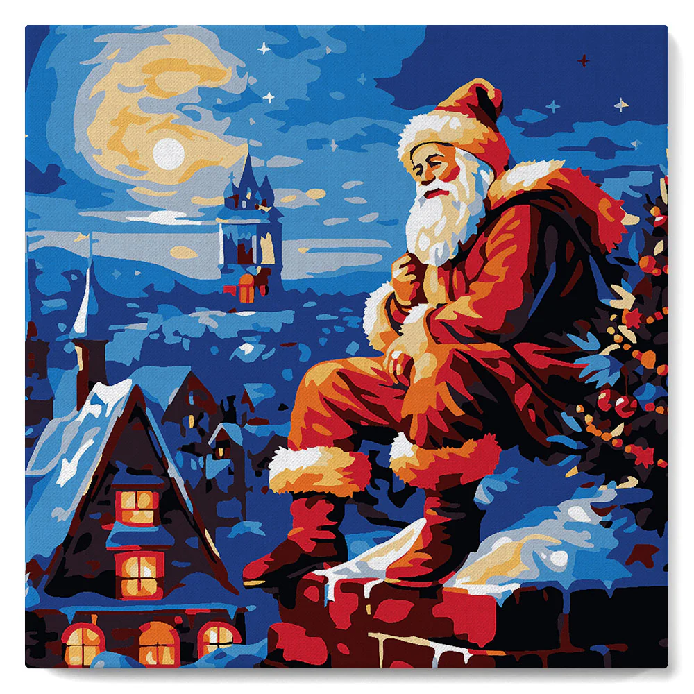 Mini Paint by numbers Santa Claus and a Night Sky 20x20cm already framed - Image 2