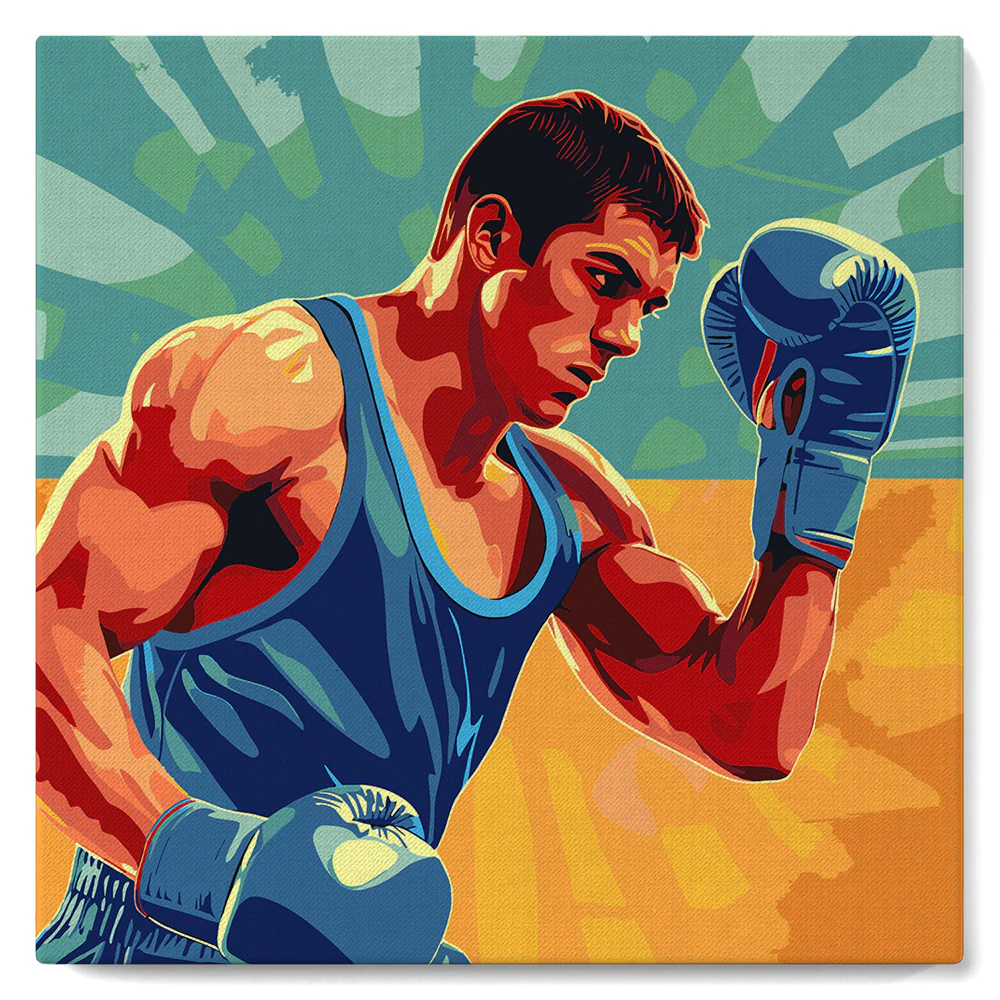 Mini Paint by numbers Sport Poster Boxing 20x20cm already framed - Image 2