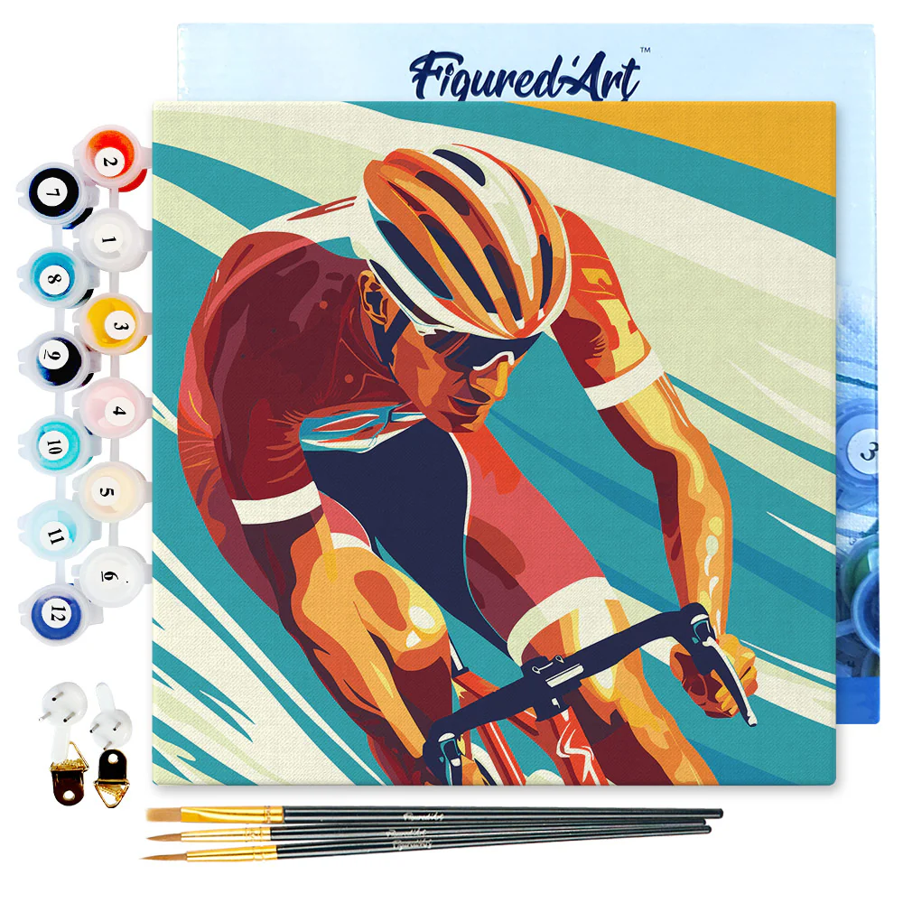 Mini Paint by numbers Sport Poster Cycling 20x20cm already framed - Image 5