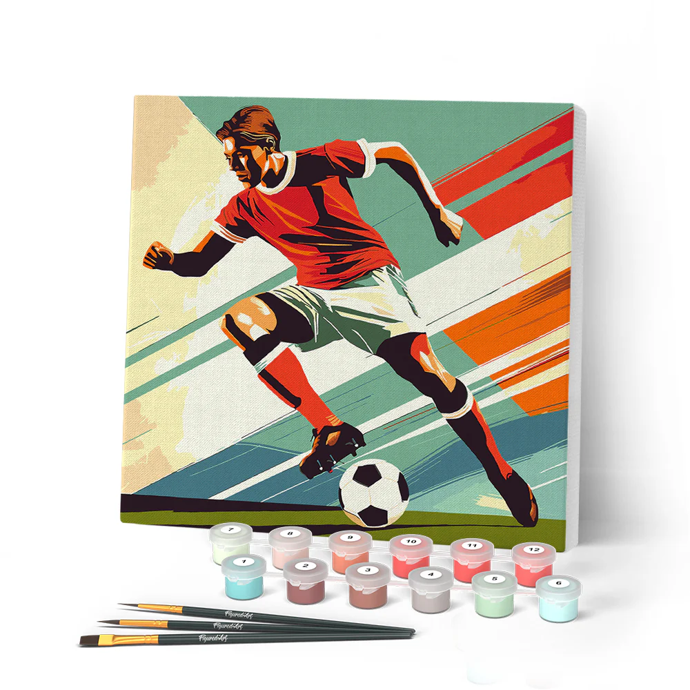 Mini Paint by numbers Sport Poster Football 20x20cm already framed