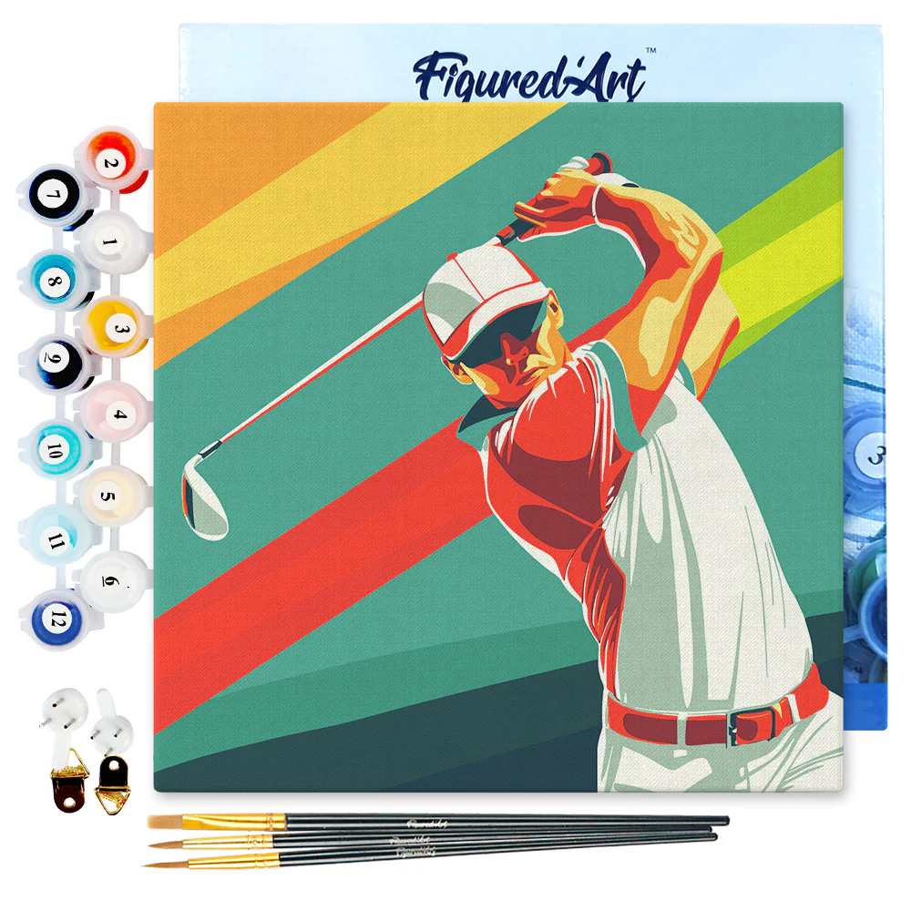 Mini Paint by numbers Sport Poster Golf 20x20cm already framed - Image 5