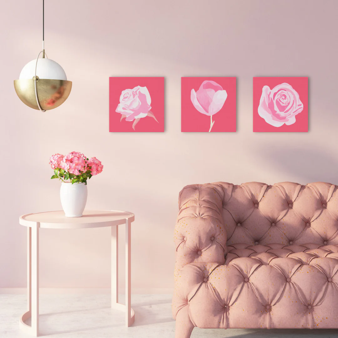 Mini Paint by numbers Sweet Pink Rose 20x20cm already framed - Image 3