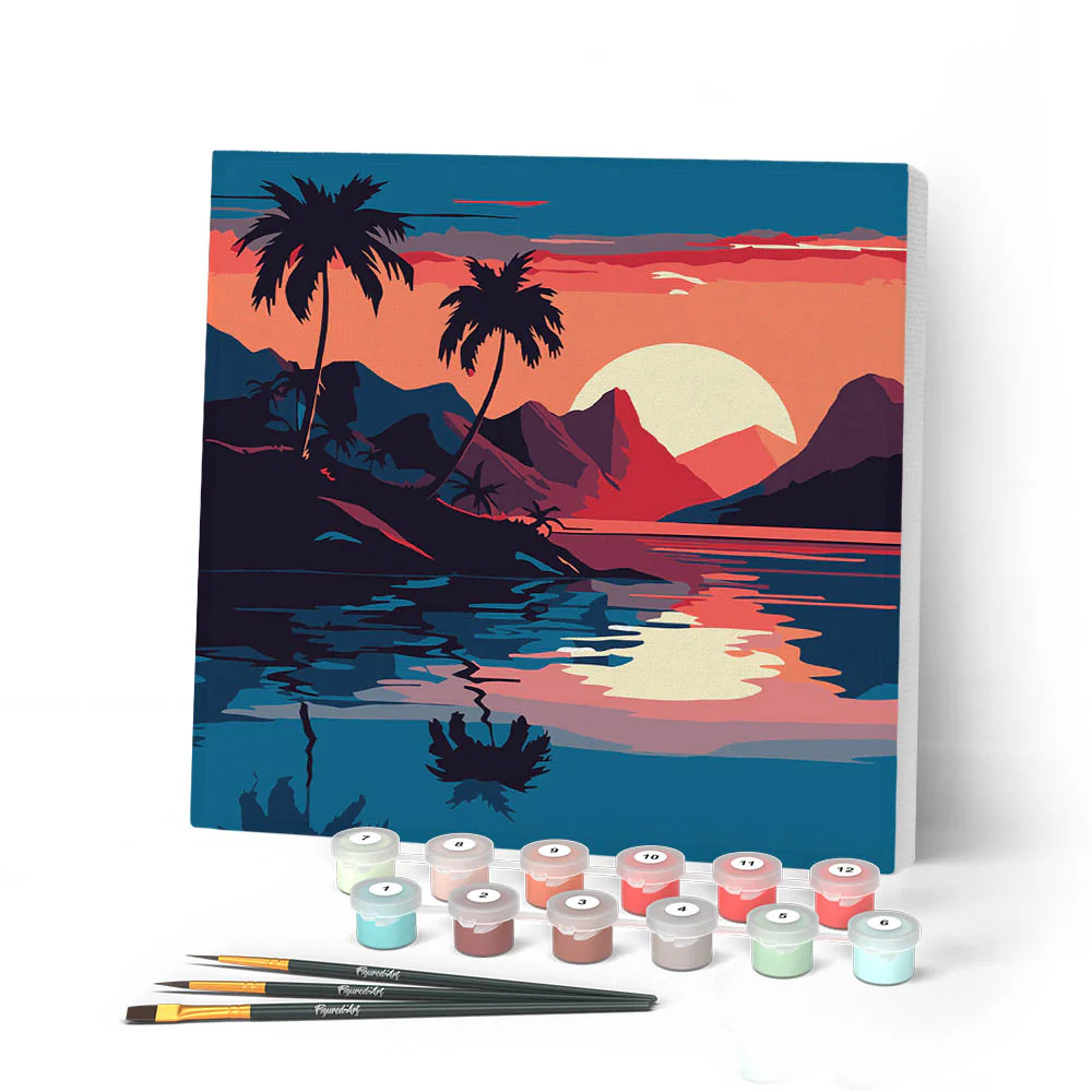 Mini Paint by numbers The Sea and the Sunset 20x20cm already framed