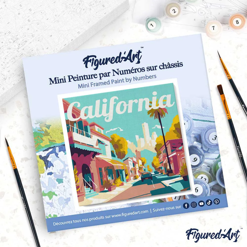 Mini Paint by numbers Travel Poster California Street 20x20cm already framed - Image 4