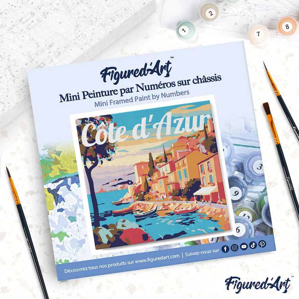 Mini Paint by numbers Travel Poster Cote d'Azur 20x20cm already framed - Image 4