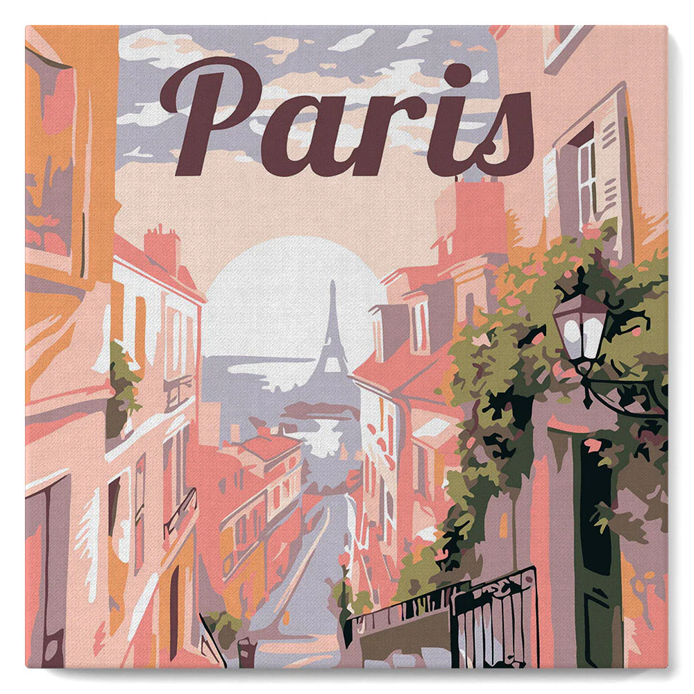 Mini Paint by numbers Travel Poster Paris 20x20cm already framed - Image 2