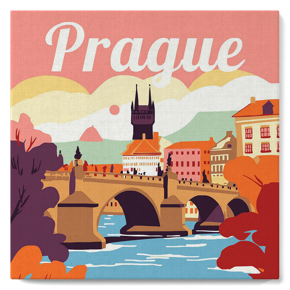 Mini Paint by numbers Travel Poster Prague 20x20cm already framed - Image 2