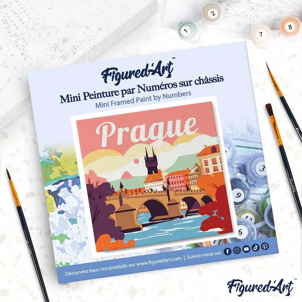 Mini Paint by numbers Travel Poster Prague 20x20cm already framed - Image 4