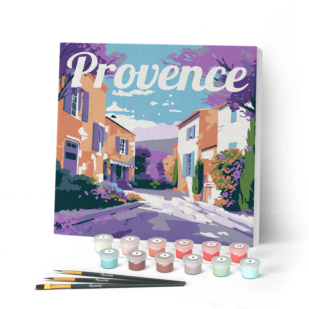Mini Paint by numbers Travel Poster Provence Spring 20x20cm already framed