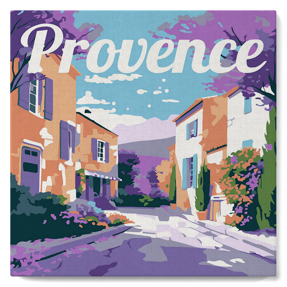Mini Paint by numbers Travel Poster Provence Spring 20x20cm already framed - Image 2