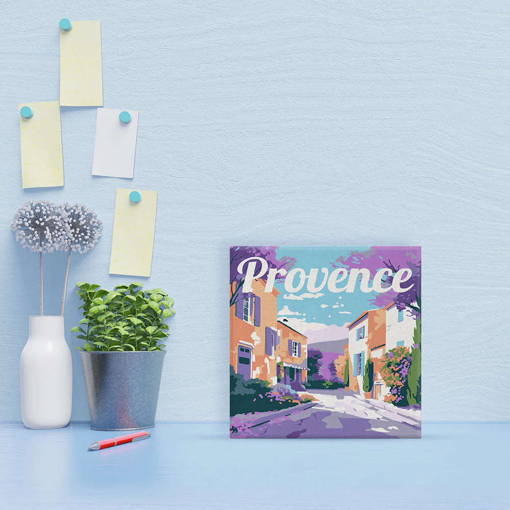 Mini Paint by numbers Travel Poster Provence Spring 20x20cm already framed - Image 3