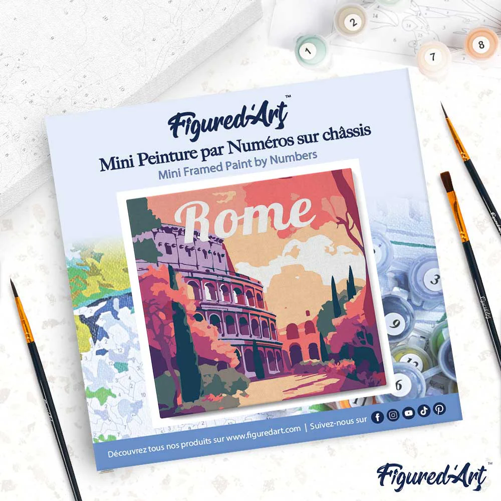 Mini Paint by numbers Travel Poster Rome 20x20cm already framed - Image 4