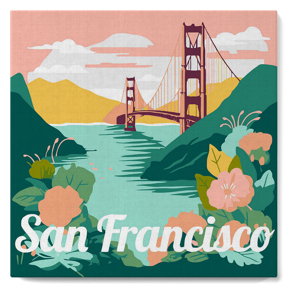 Mini Paint by numbers Travel Poster San Francisco 20x20cm already framed - Image 2