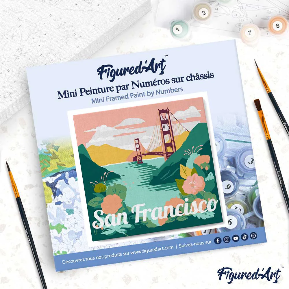 Mini Paint by numbers Travel Poster San Francisco 20x20cm already framed - Image 4
