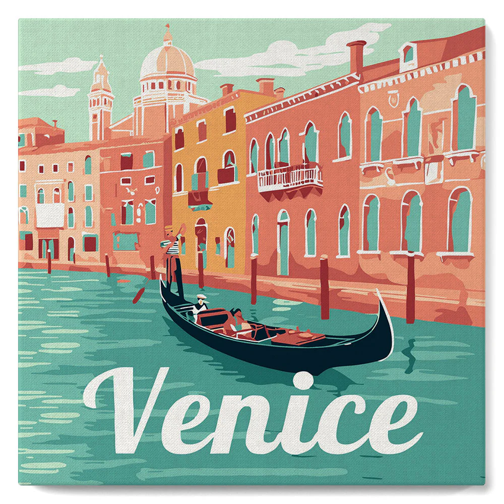 Mini Paint by numbers Travel Poster Venice 20x20cm already framed - Image 2