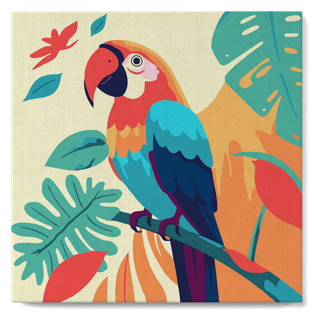 Mini Paint by numbers Tropical Parrot 20x20cm already framed - Image 2