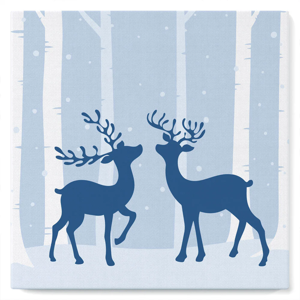 Mini Paint by numbers Two Reindeer in Snowy Forest 20x20cm already framed - Image 2