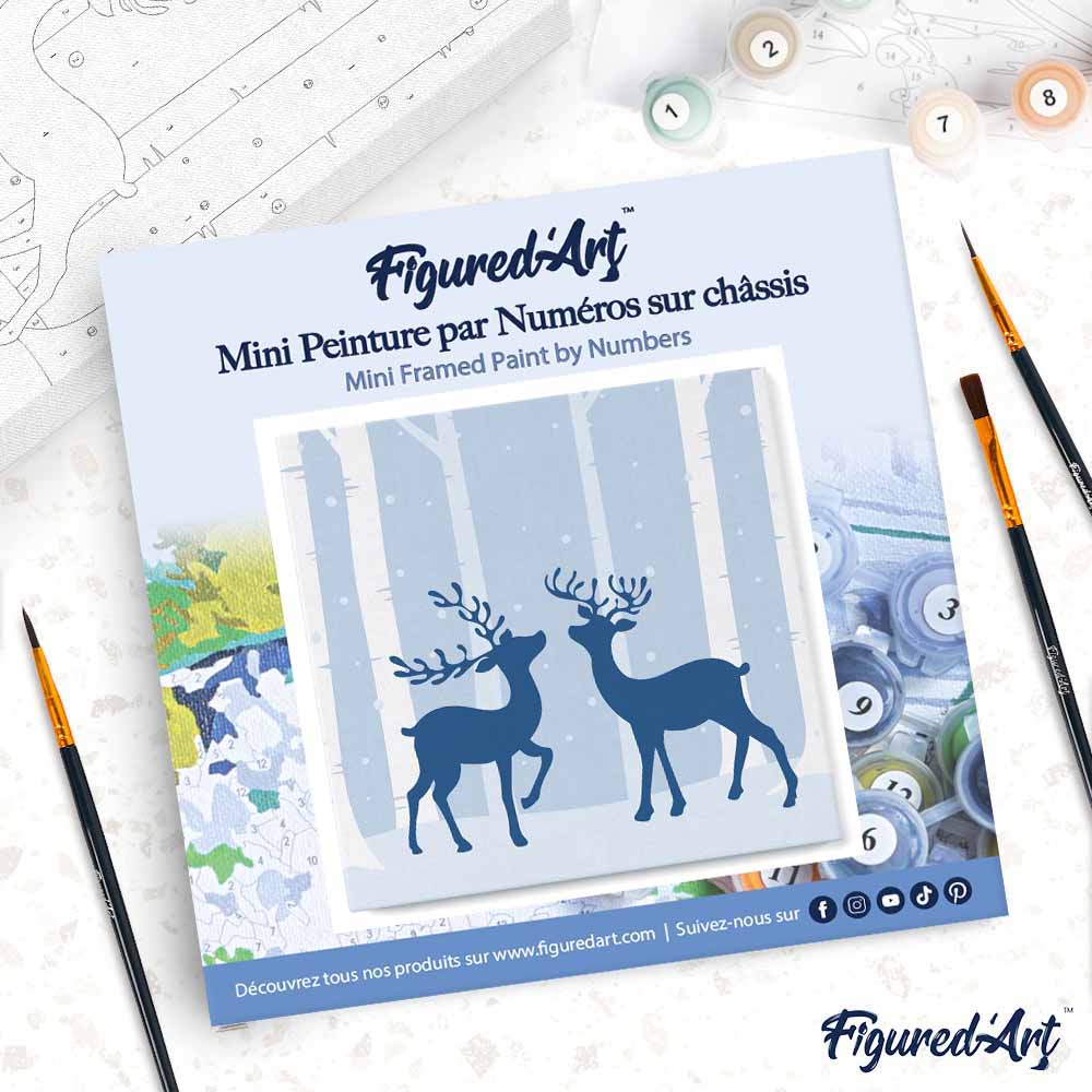 Mini Paint by numbers Two Reindeer in Snowy Forest 20x20cm already framed - Image 4