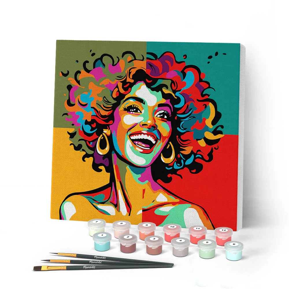 Mini Paint by numbers Vibrant Latina Pop Art 20x20cm already framed