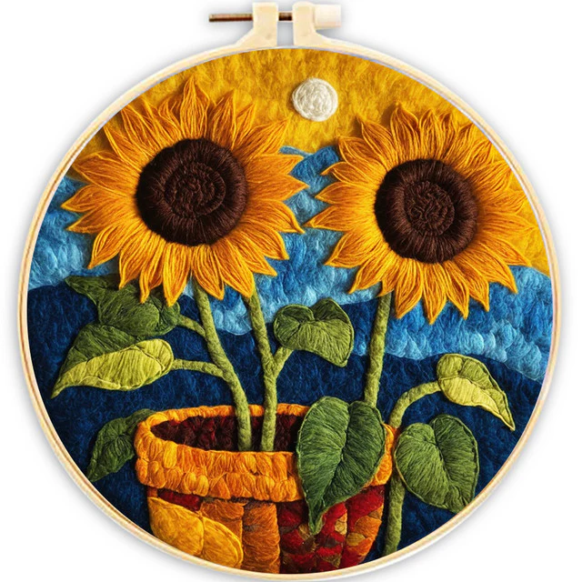 Needle Felting - Pot of Sunflowers