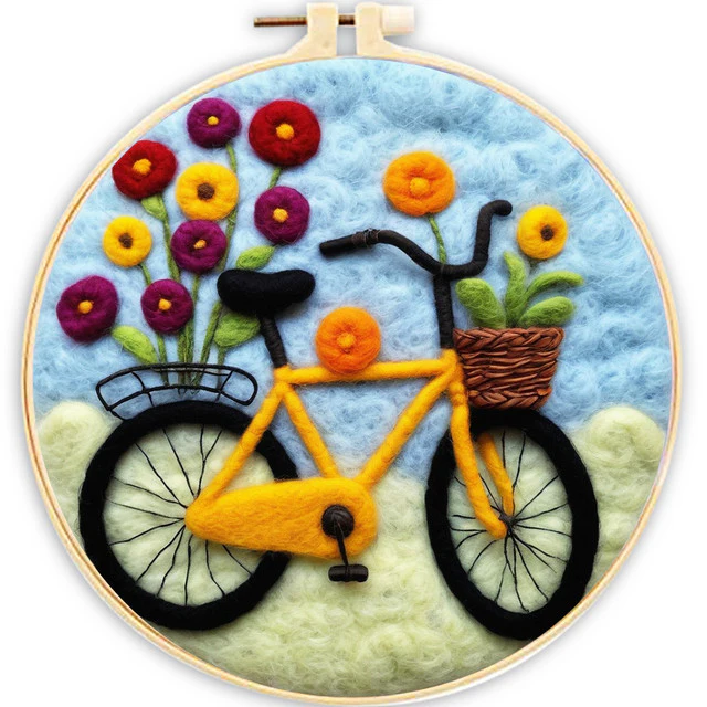 Needle Felting - Yellow Bicycle