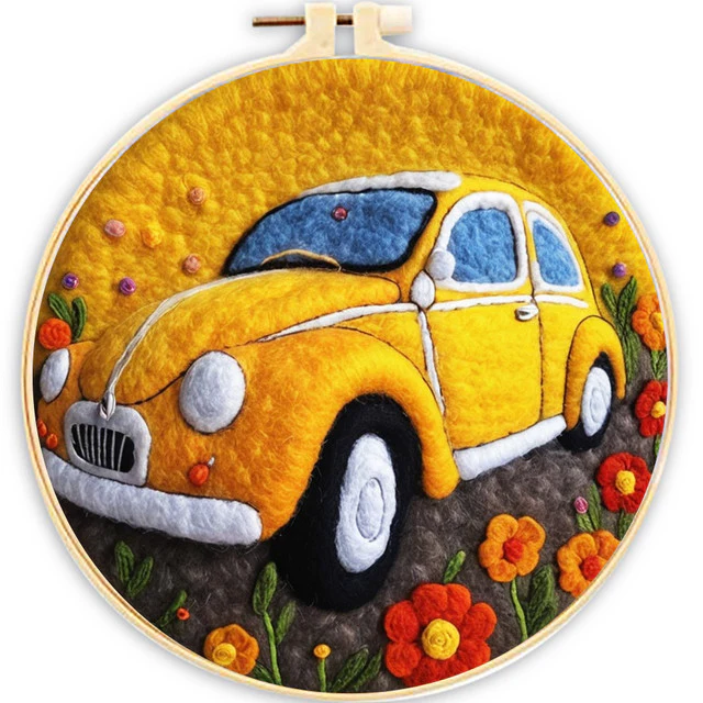 Needle Felting - Yellow Car