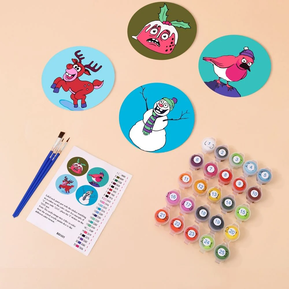 Paint by numbers 10cm Coasters (4 pieces) - Creative Christmas Gift 1 - Image 10