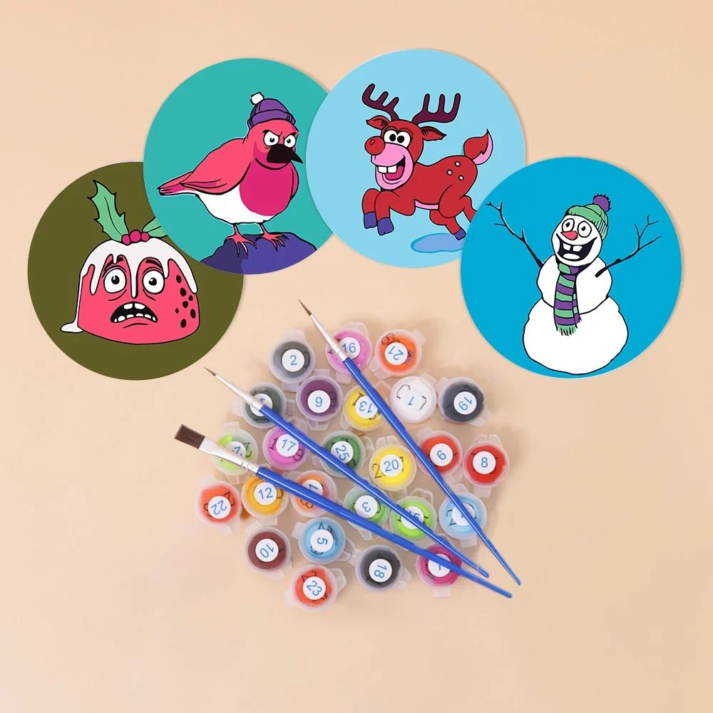 Paint by numbers 10cm Coasters (4 pieces) - Creative Christmas Gift 1 - Image 2
