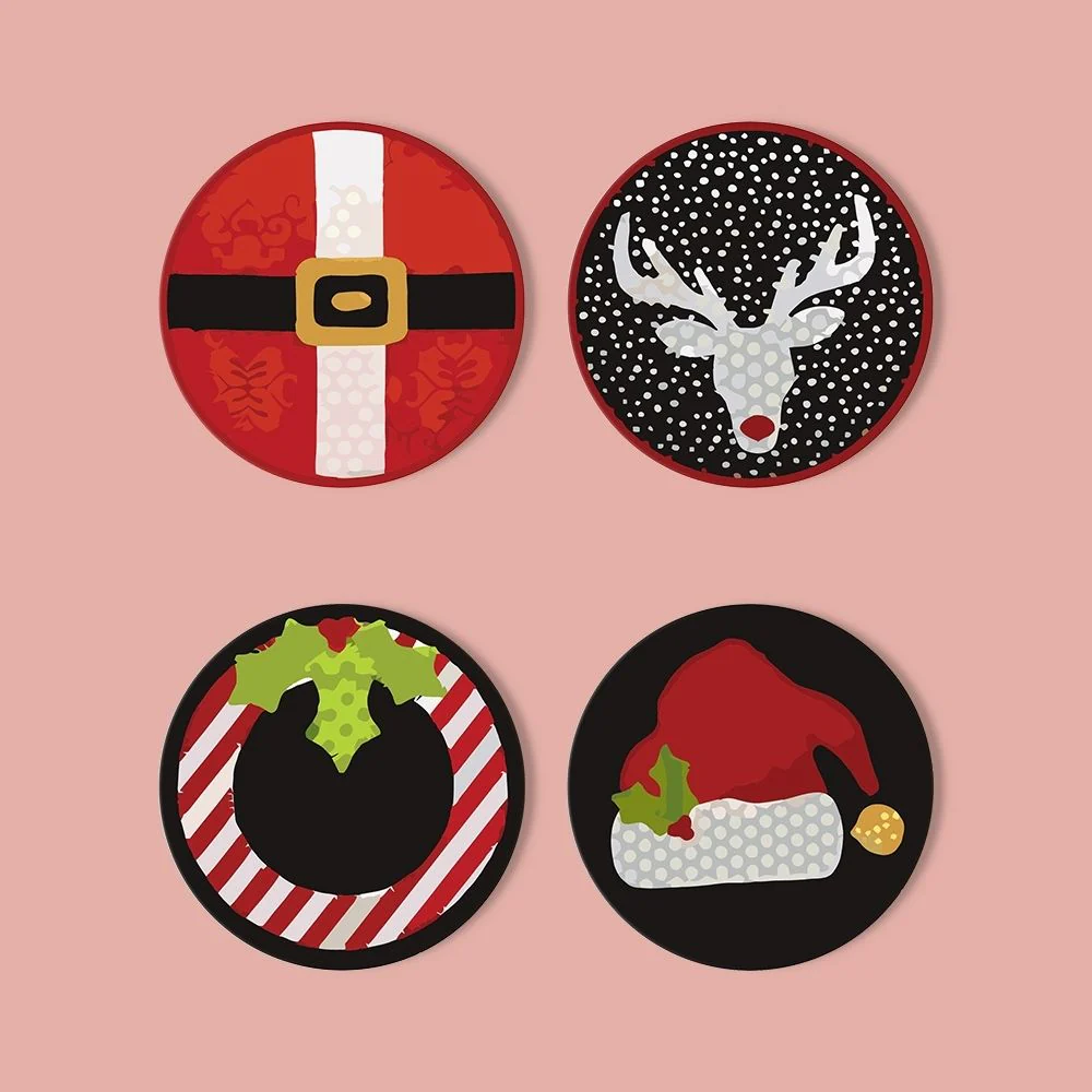 Paint by numbers 10cm Coasters (4 pieces) - Creative Christmas Gift