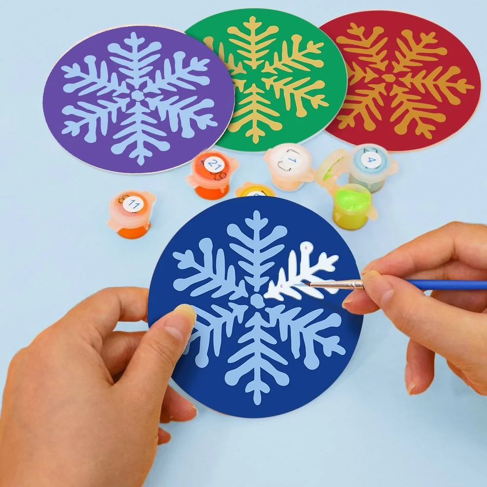 Paint by numbers 10cm Coasters (4 pieces) - Snowflake - Image 4