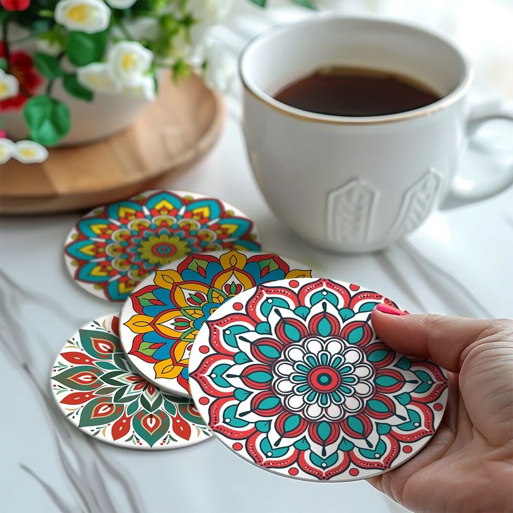 Paint by numbers 10cm Coasters (6 pieces) - Colourful Coasters Mandala - Image 10