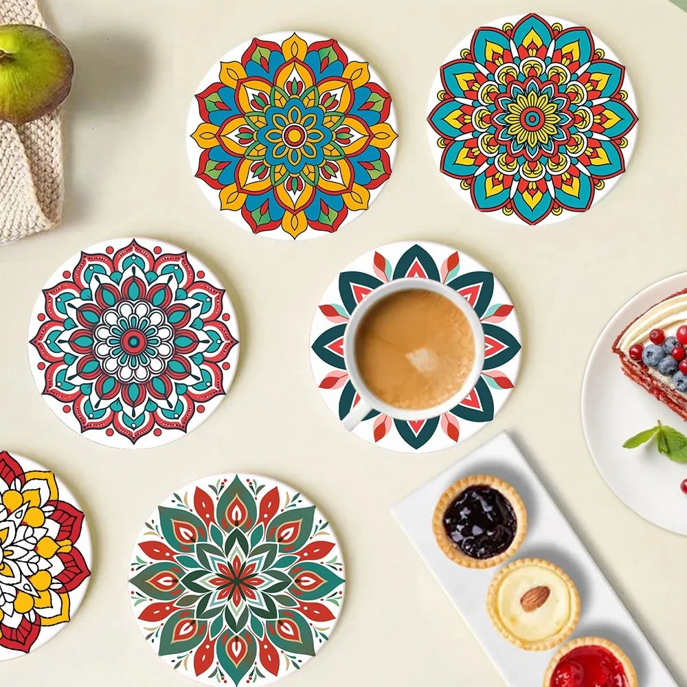 Paint by numbers 10cm Coasters (6 pieces) - Colourful Coasters Mandala - Image 6