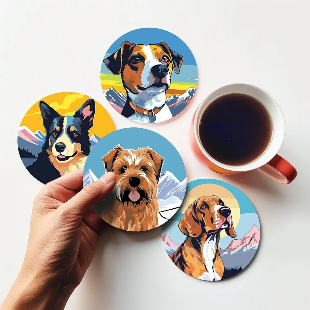 Paint by numbers 10cm Coasters (6 pieces) - Cute Dogs - Image 3