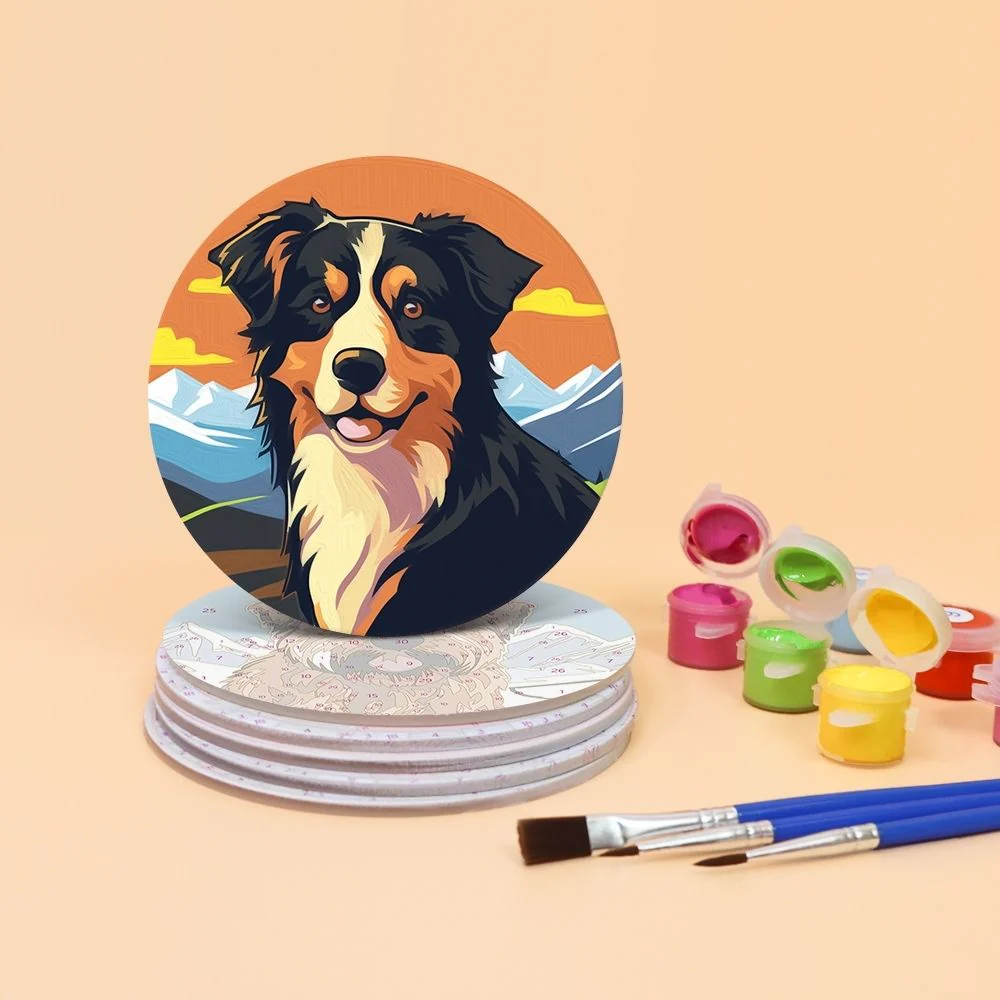 Paint by numbers 10cm Coasters (6 pieces) - Cute Dogs - Image 5
