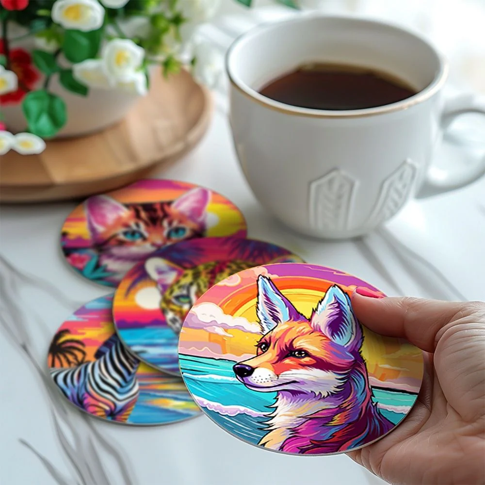Paint by numbers 10cm Coasters (6 pieces) - Pop Art Wildlife - Image 7