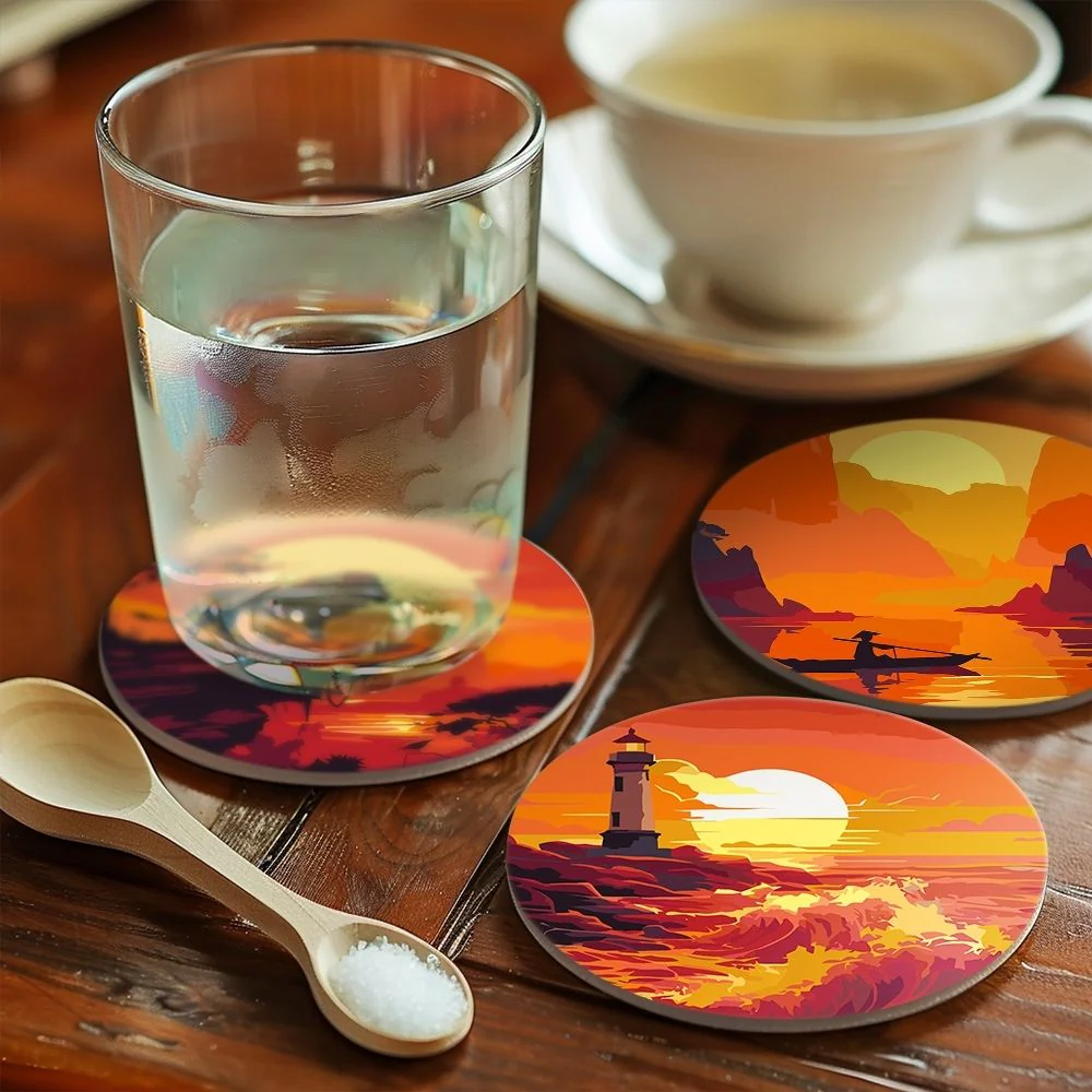 Paint by numbers 10cm Coasters (6 pieces) - Sunset Scene - Image 10