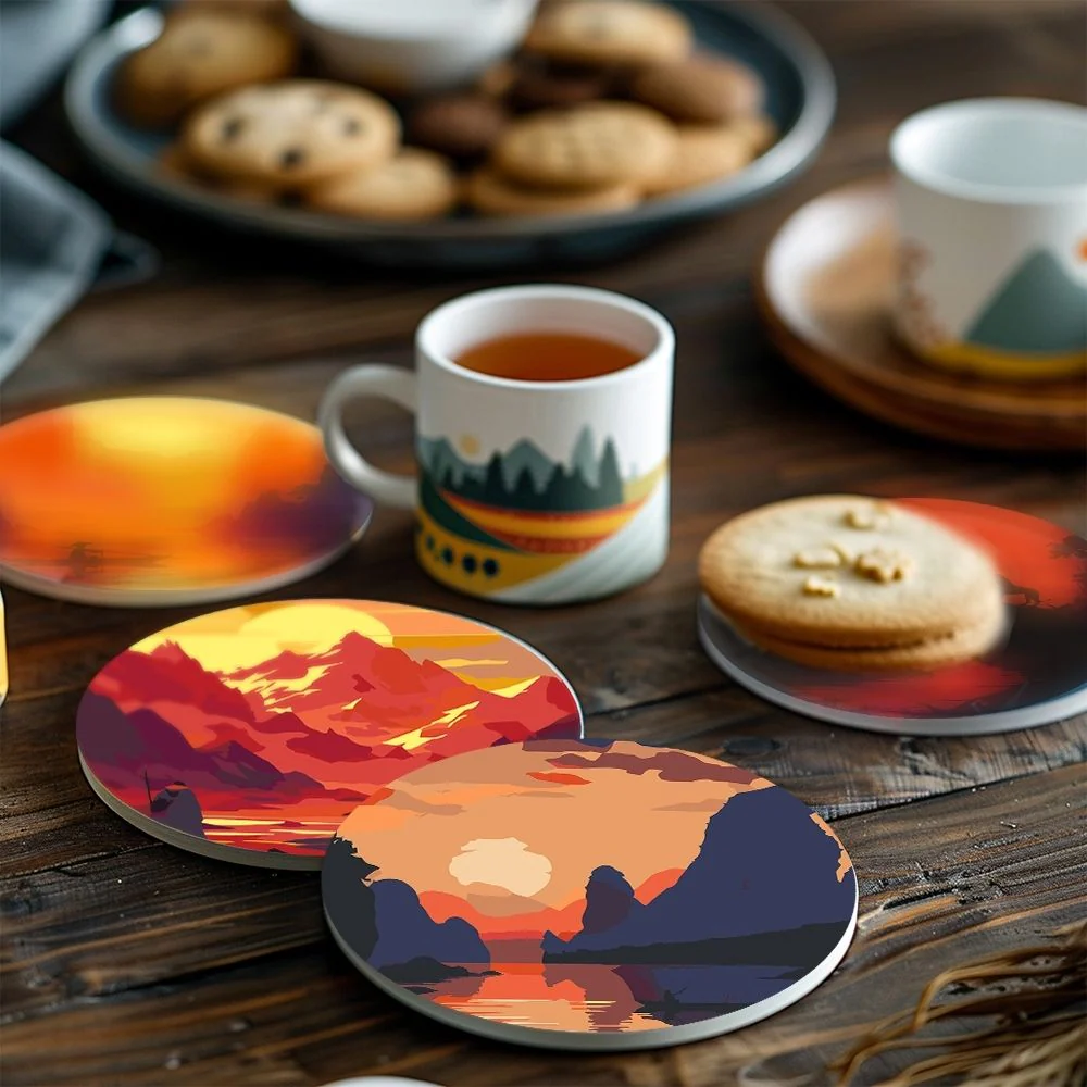 Paint by numbers 10cm Coasters (6 pieces) - Sunset Scene - Image 6