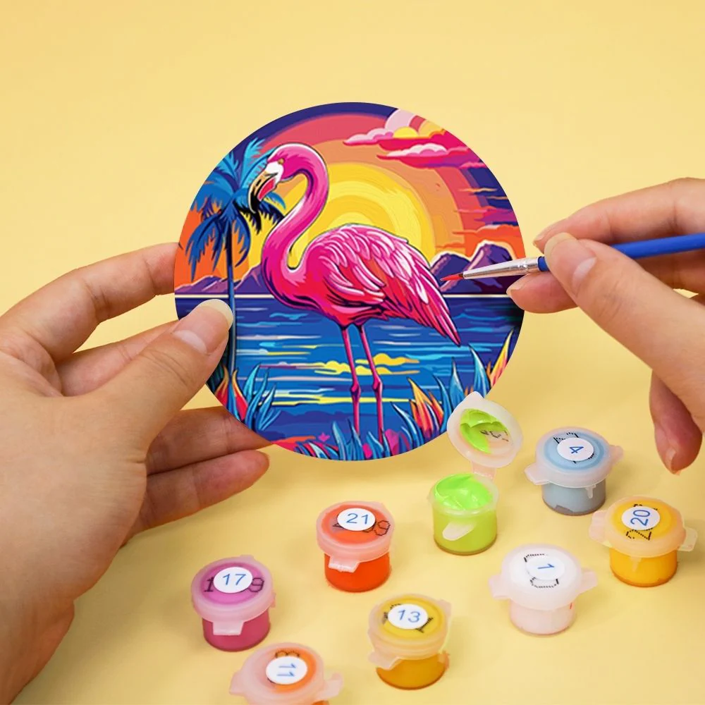 Paint by numbers 10cm Coasters (6 pieces) - Vibrant Tropical Birds - Image 8