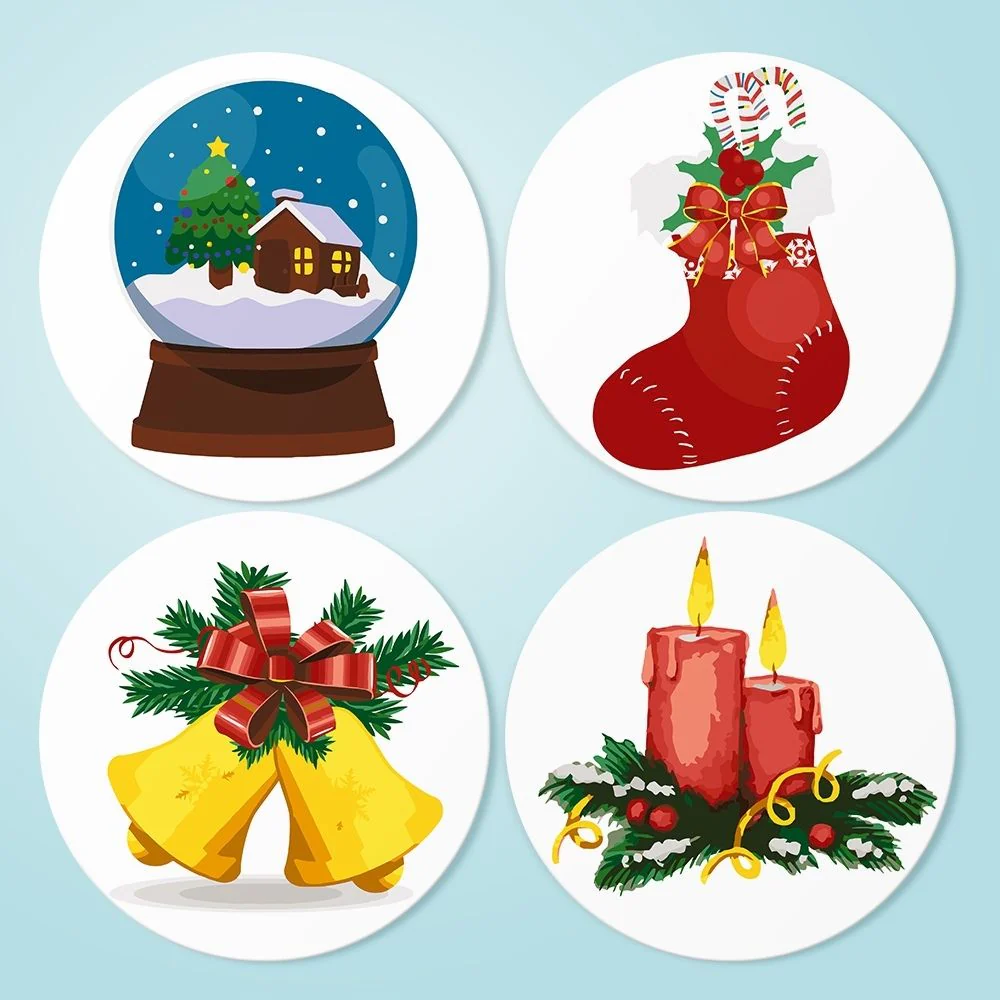 Paint by numbers 20cm Placemats (4 pieces) - Christmas Theme 2