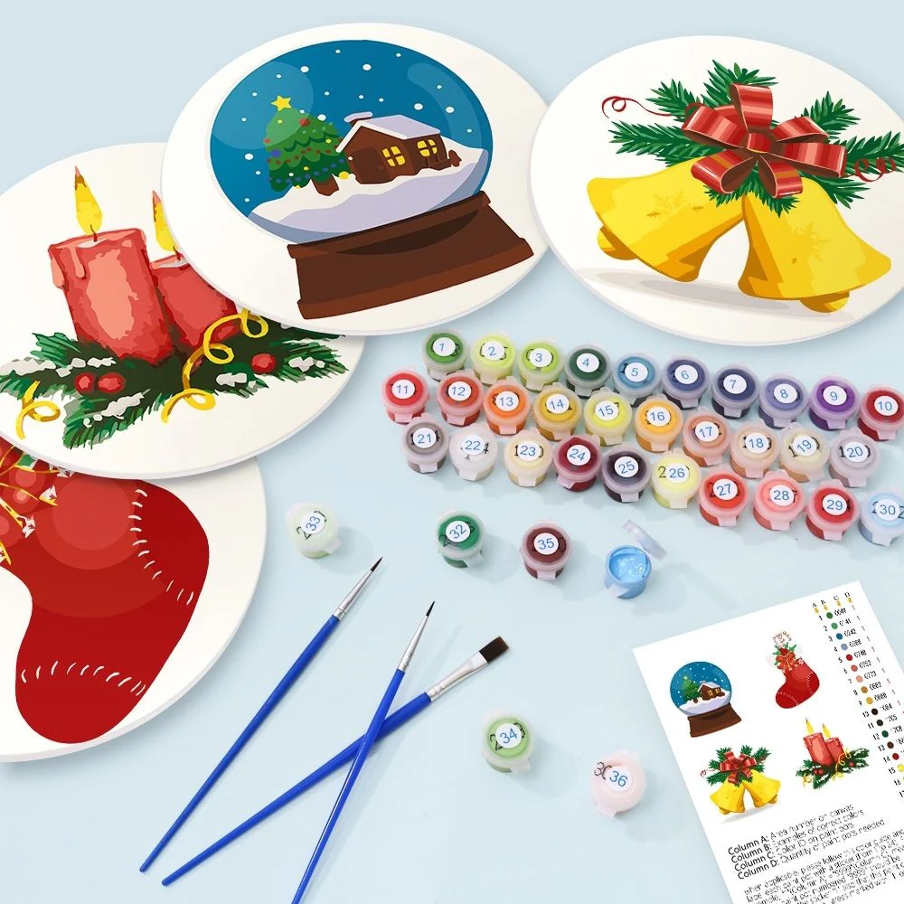 Paint by numbers 20cm Placemats (4 pieces) - Christmas Theme 2 - Image 2
