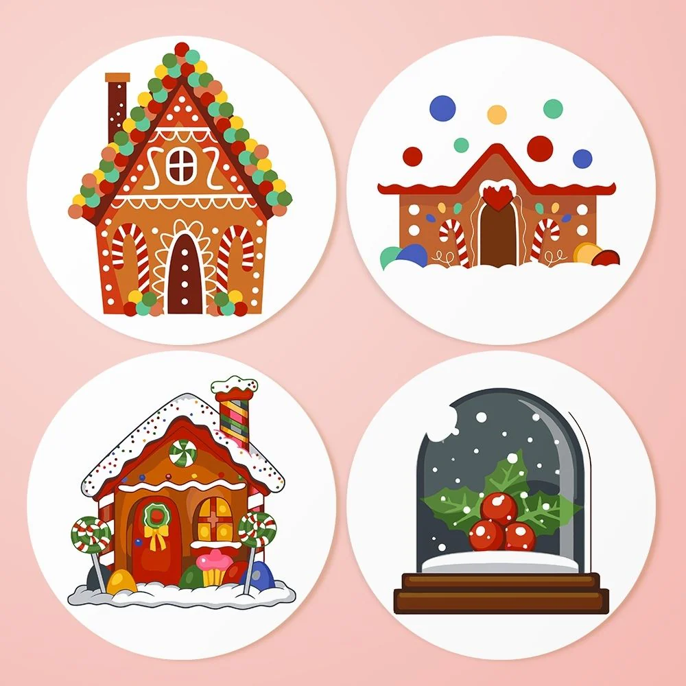 Paint by numbers 20cm Placemats (4 pieces) - Gingerbread House