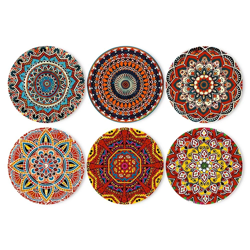 Paint by numbers 20cm Placemats (6 pieces) - Bohemian Mandala Round