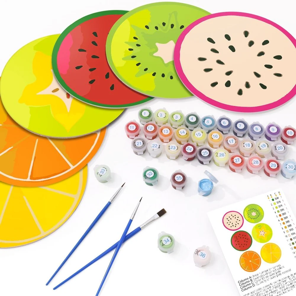 Paint by numbers 20cm Placemats (6 pieces) - Colourful Fruit Slice - Image 2