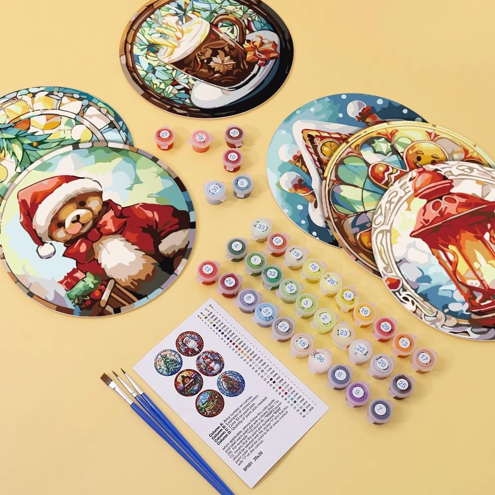 Paint by numbers 20cm Placemats (6 pieces) - Gingerbread House, Christmas Tree and Winter Designs - Image 11