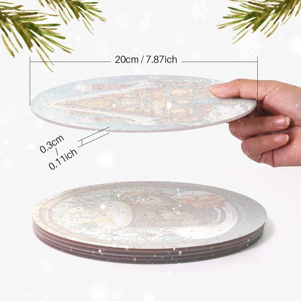 Paint by numbers 20cm Placemats (6 pieces) - Gingerbread House, Christmas Tree and Winter Designs - Image 12