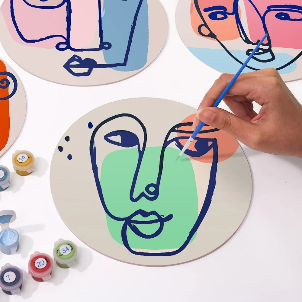 Paint by numbers 20cm Placemats (6 pieces) - Modern Abstract Face - Image 6