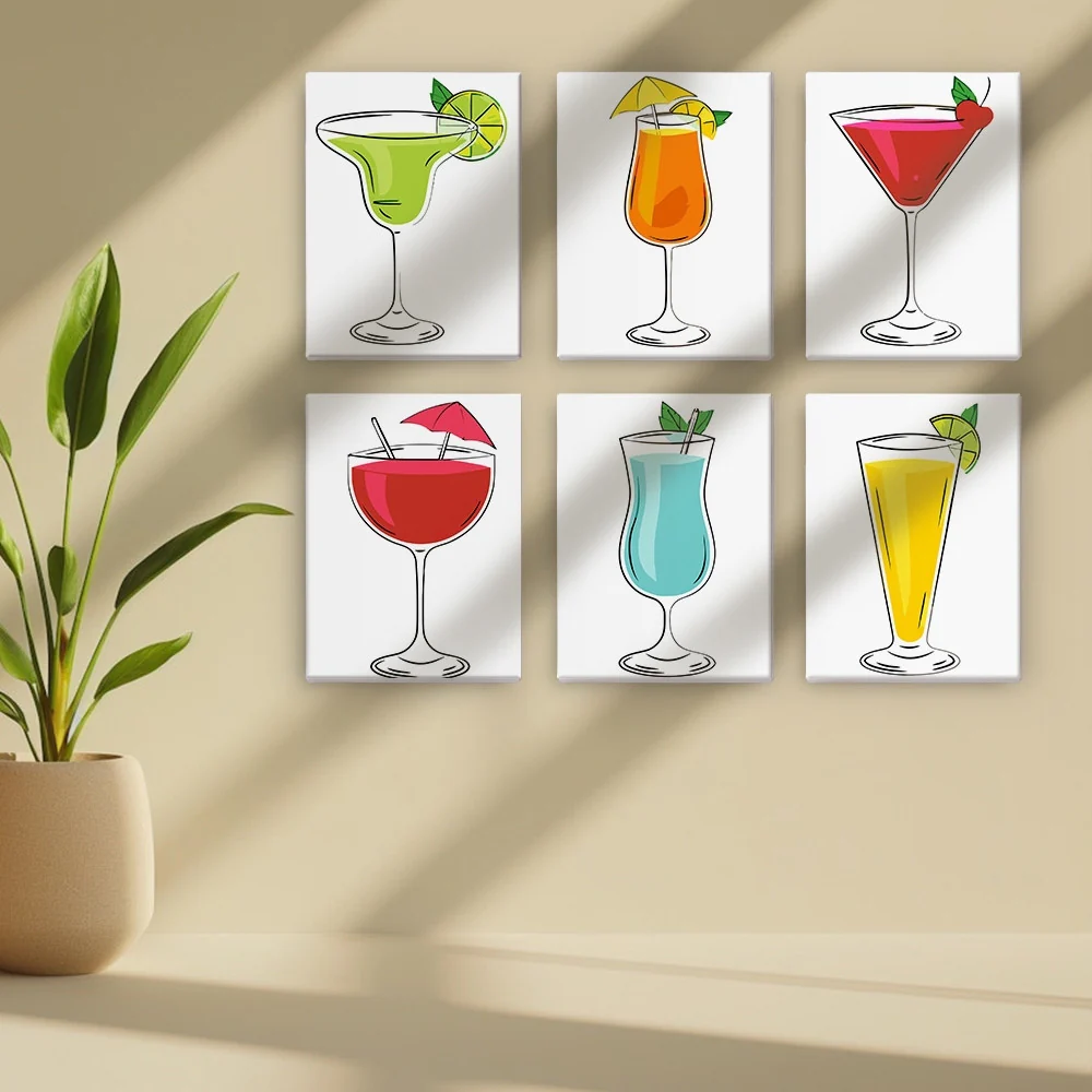 Mini Paint by numbers 15x20cm (6 pieces) - Classic Cocktails - Image 3