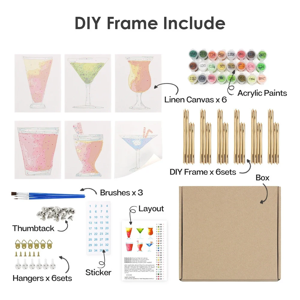 Mini Paint by numbers 15x20cm (6 pieces) - Colorful Cocktails - Image 11