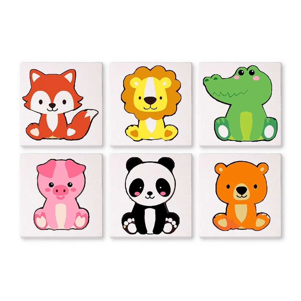 Mini Paint by numbers 15x15cm (6 pieces) - Cute Animal Characters